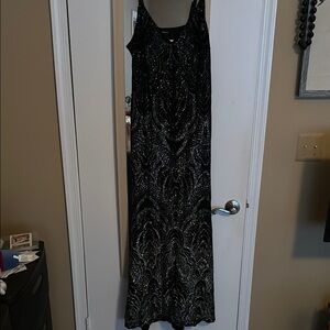 Torrid Black and Silver Spaghetti Strap Maxi Gown